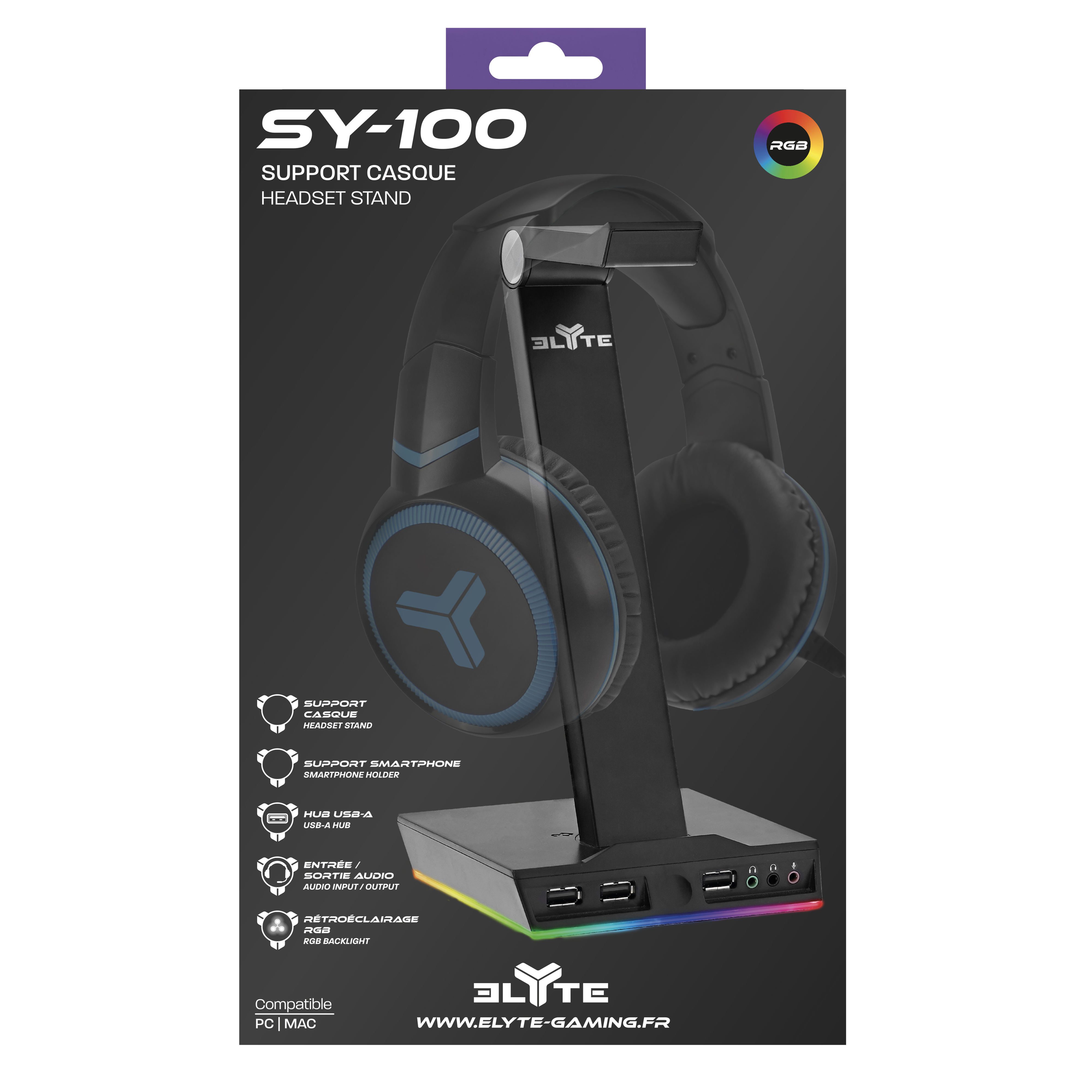 ELYTE - Gaming Headset Stand and Hub SY-1006