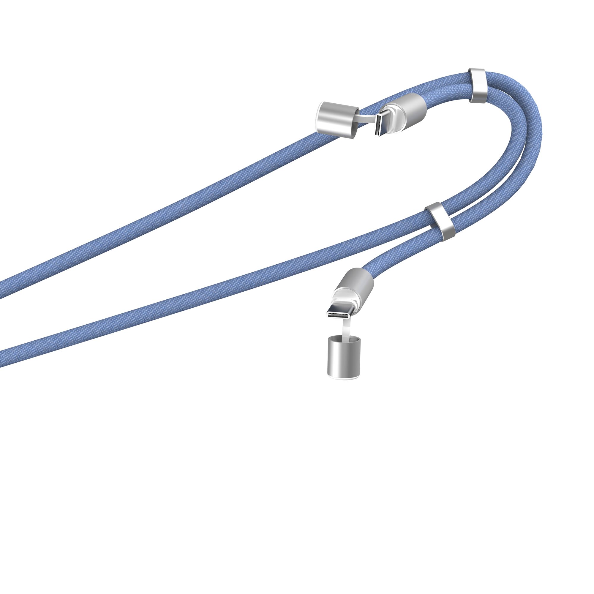 Câble tour de cou USB-C vers USB-C 60W – 2-en-1 Bleu2
