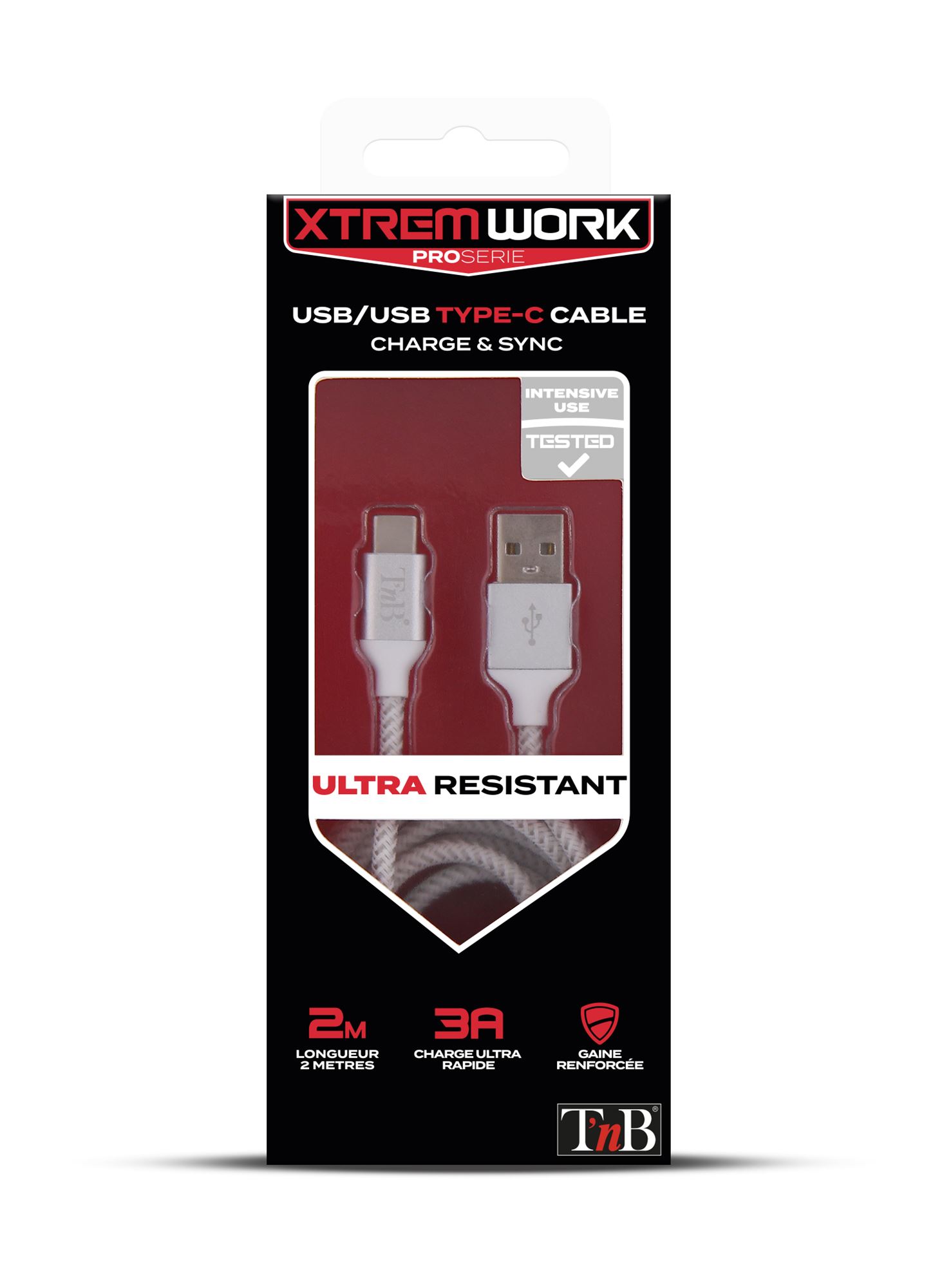 XTREMWORK White USB-A / Type-C Cable3