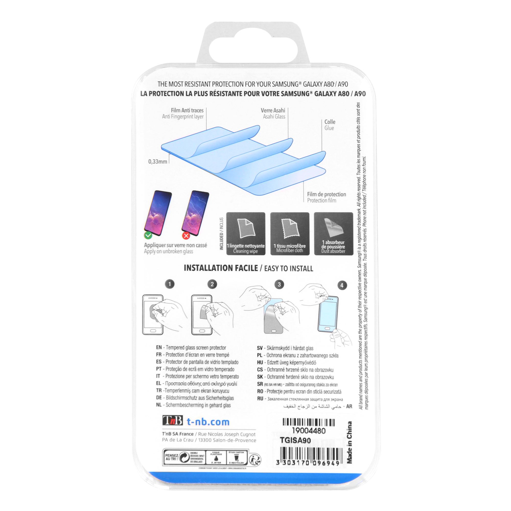 Full coverage tempered glass screen protector for Samsung Galaxy A90 and A803