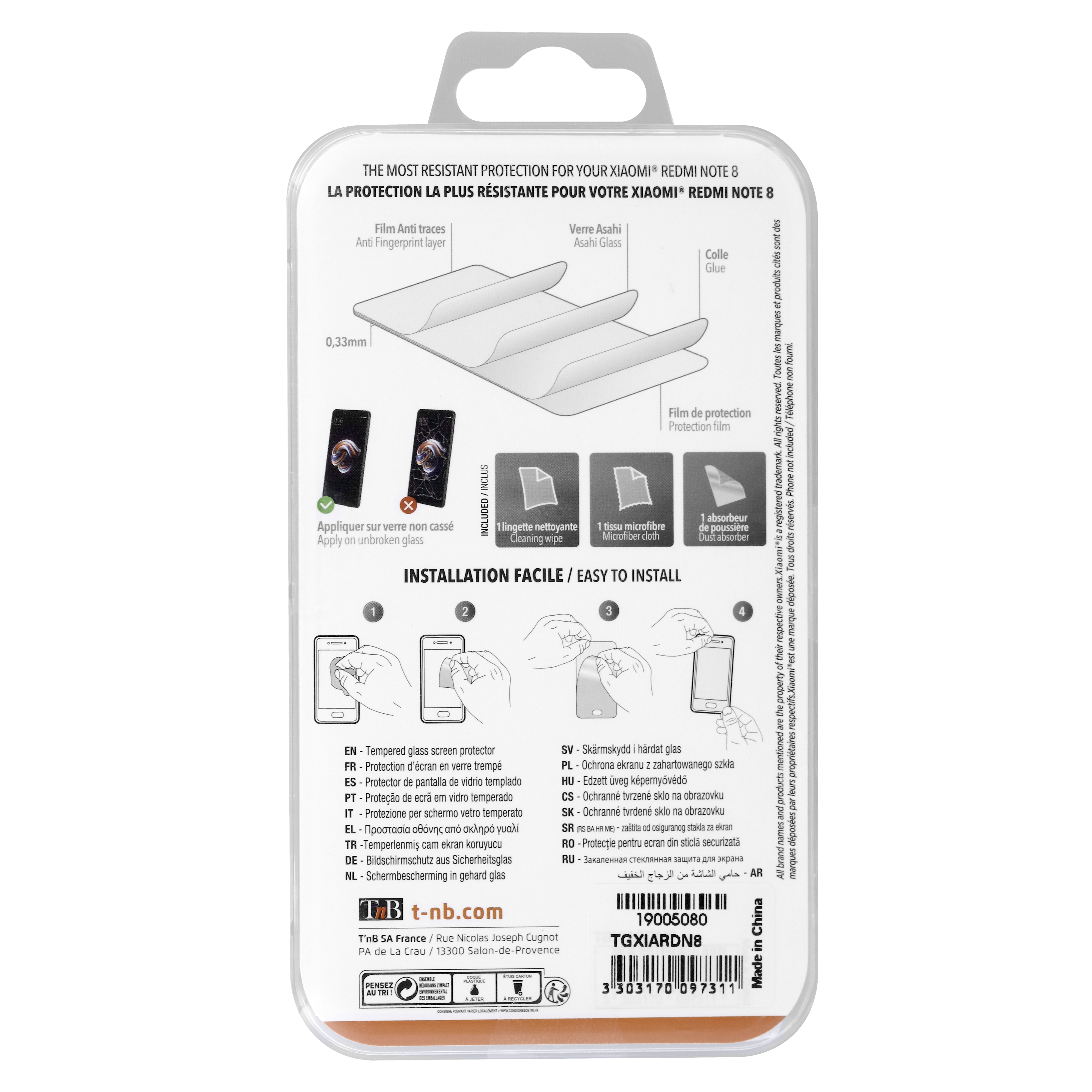 Protection intégrale en verre trempé pour Xiaomi REDMI NOTE 83