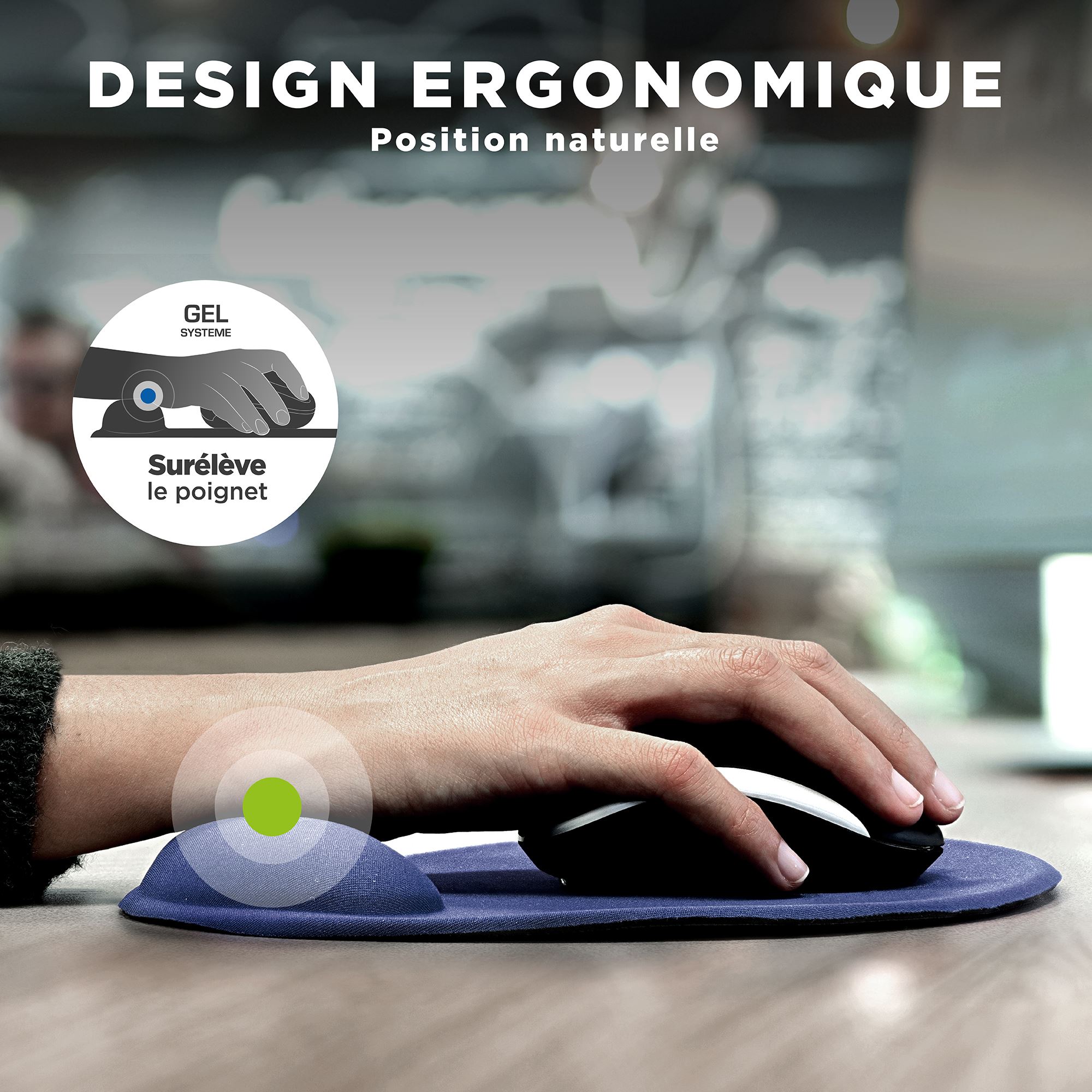Tapis de souris ergonomique avec repose-poignet bleu4