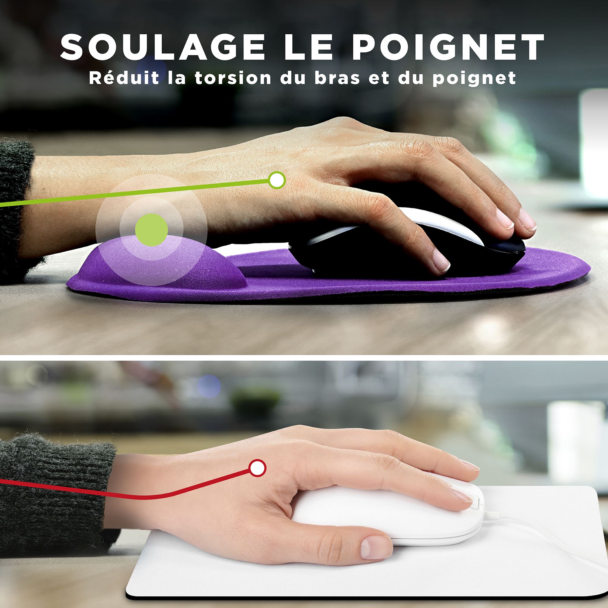 Tapis de souris ergonomique avec repose-poignet violet5