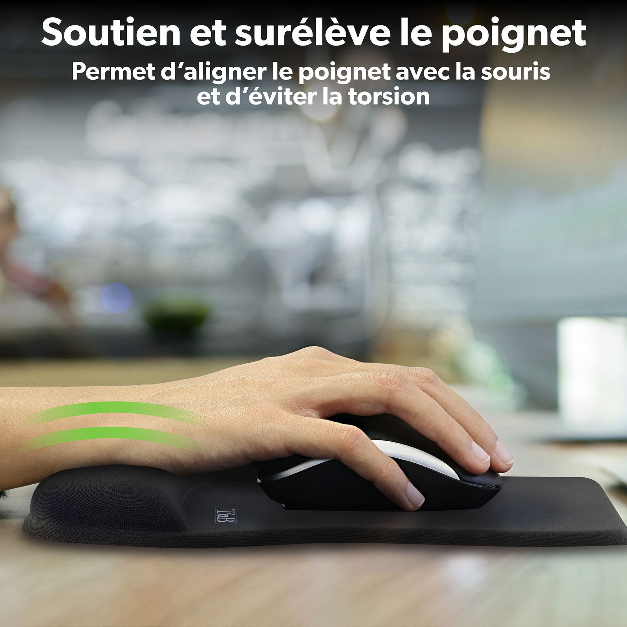 Tapis de souris ergonomique gel antimicrobien noir3