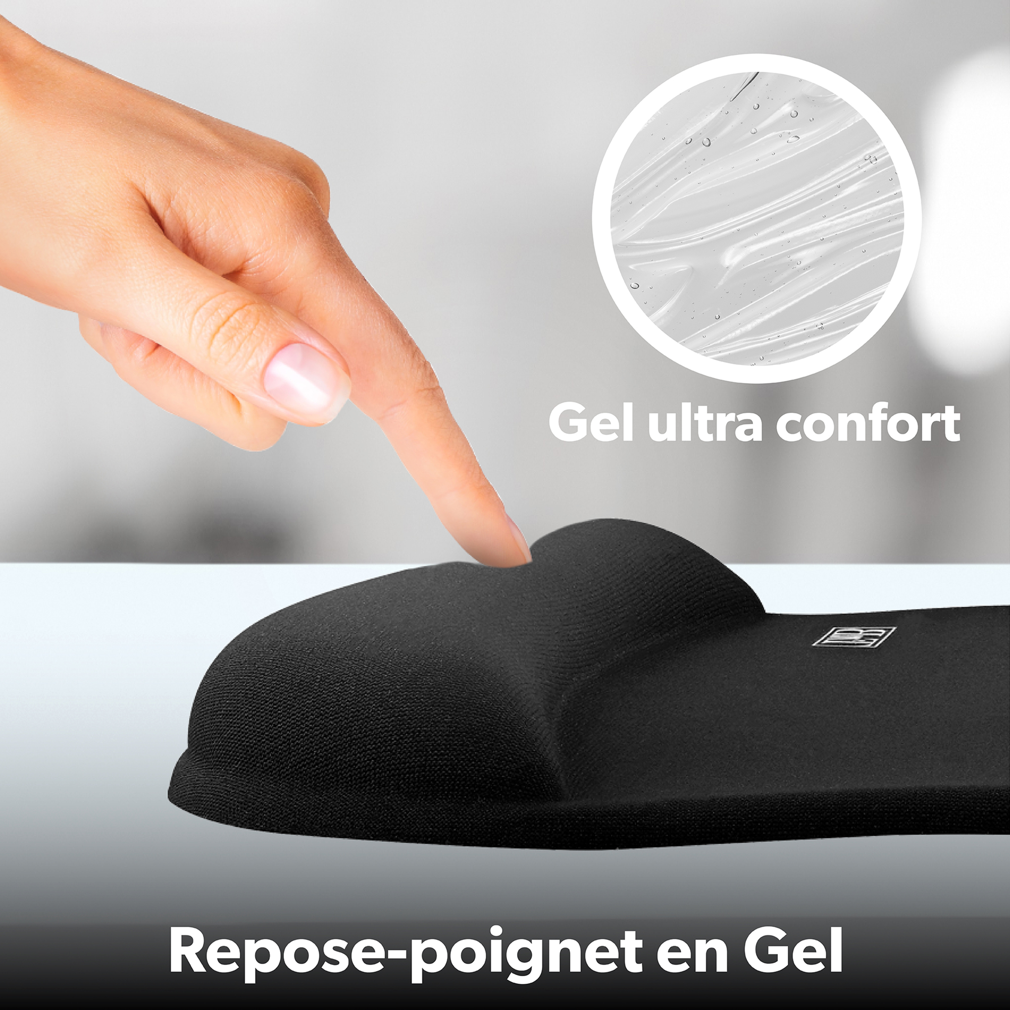 Tapis de souris ergonomique gel antimicrobien noir5