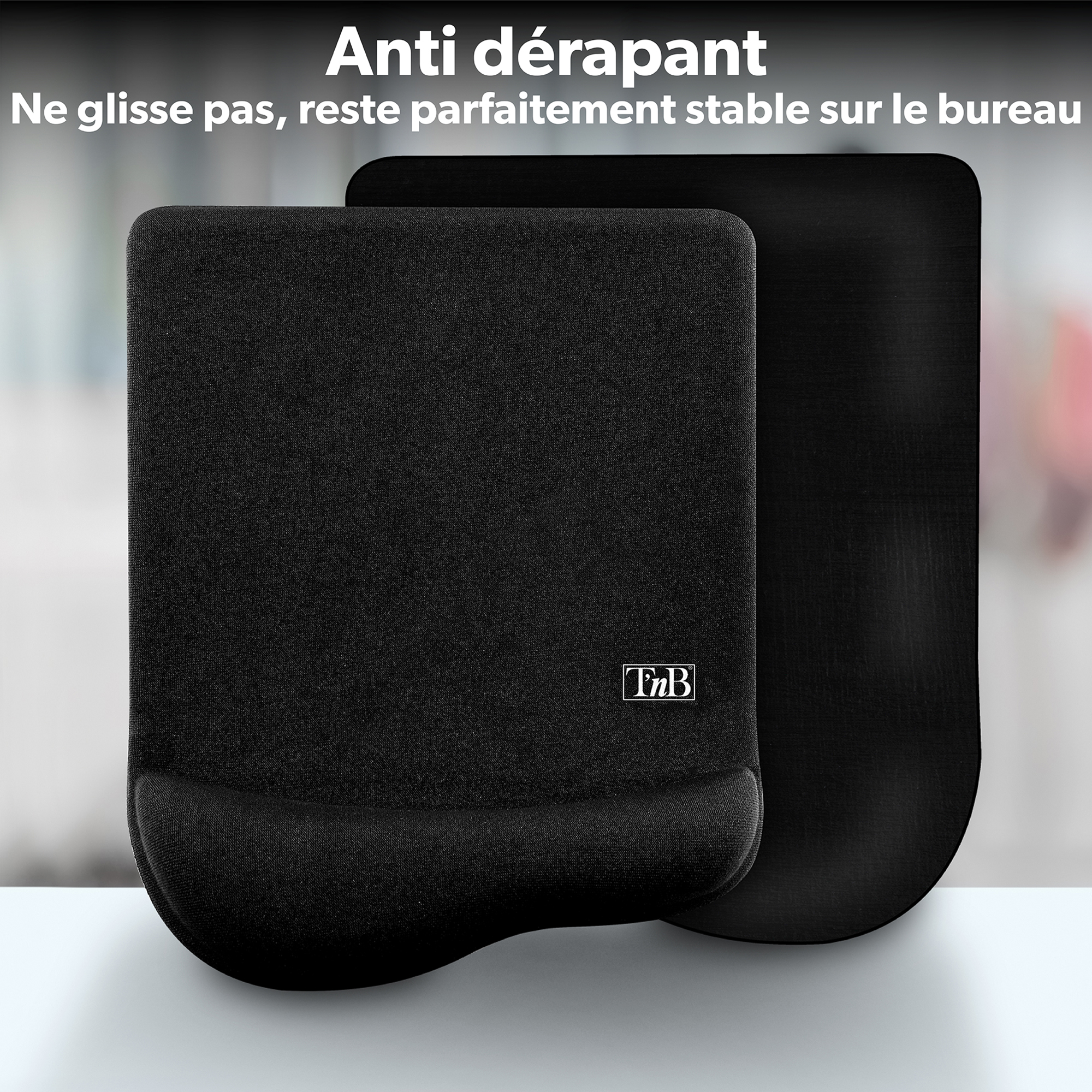 Tapis de souris ergonomique gel antimicrobien noir6