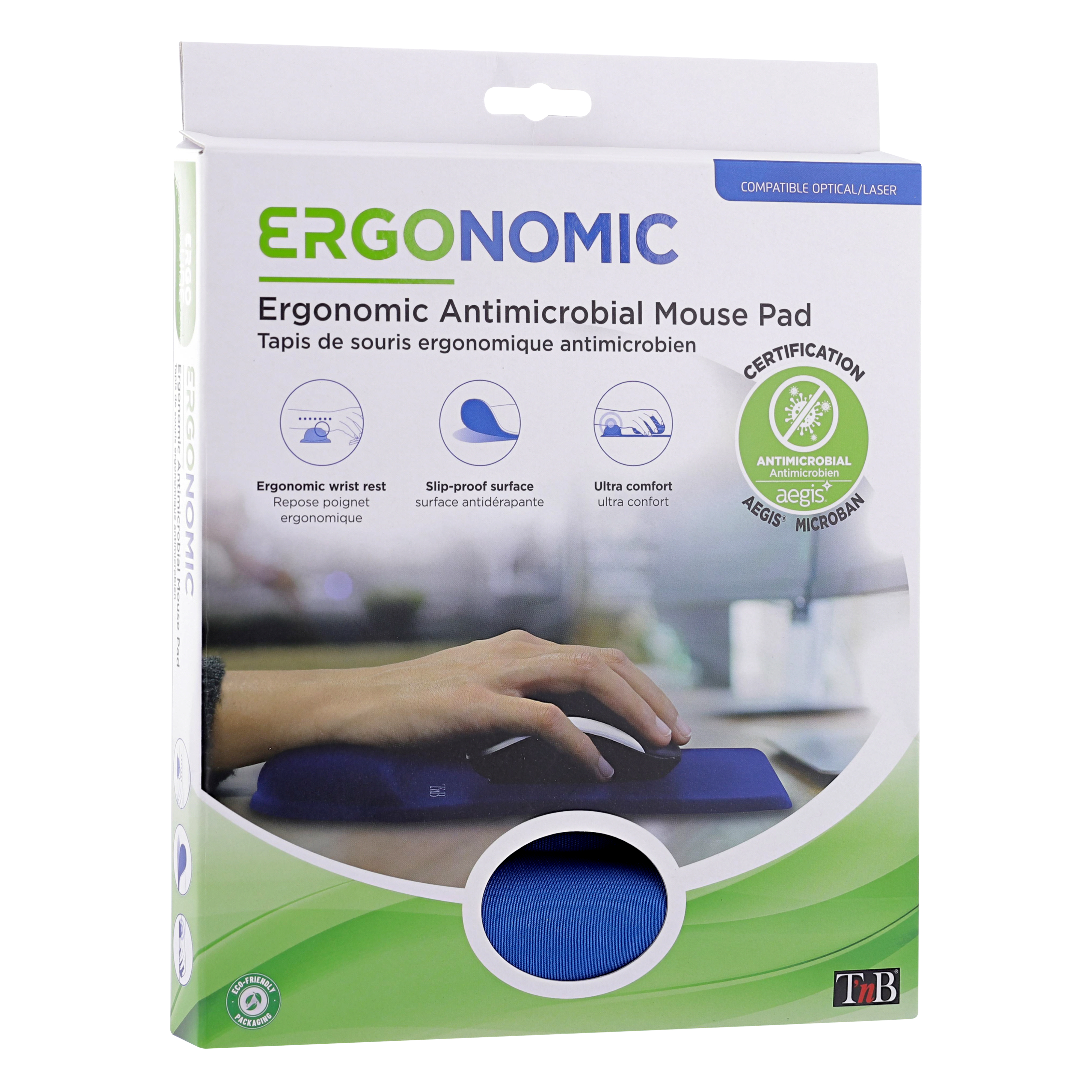 Tapis de souris ergonomique gel antimicrobien bleu3