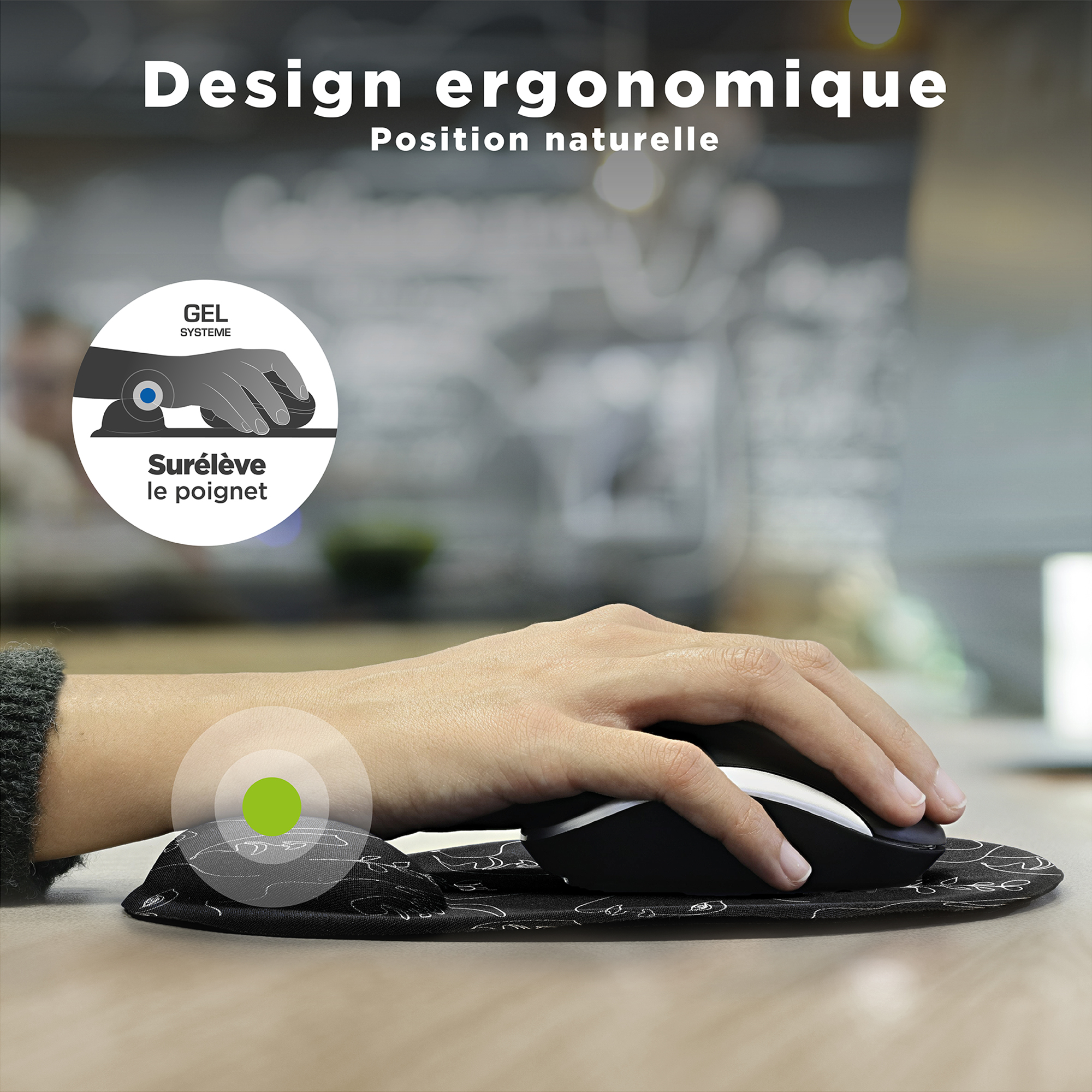 Tapis de souris ergonomique avec repose-poignet EXCLUSIV ART2