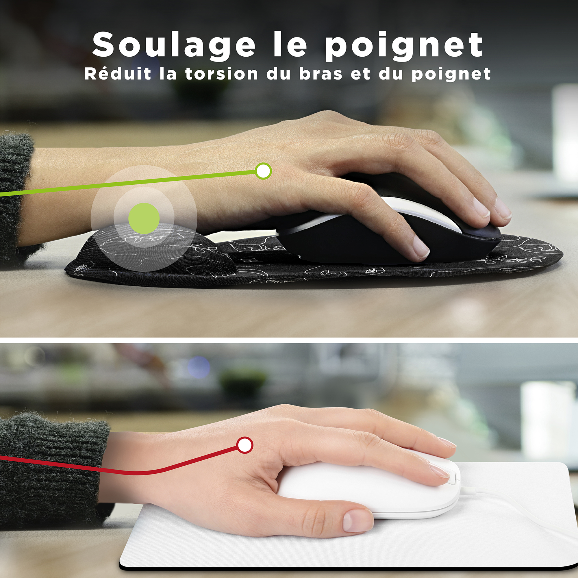 Tapis de souris ergonomique avec repose-poignet EXCLUSIV ART3