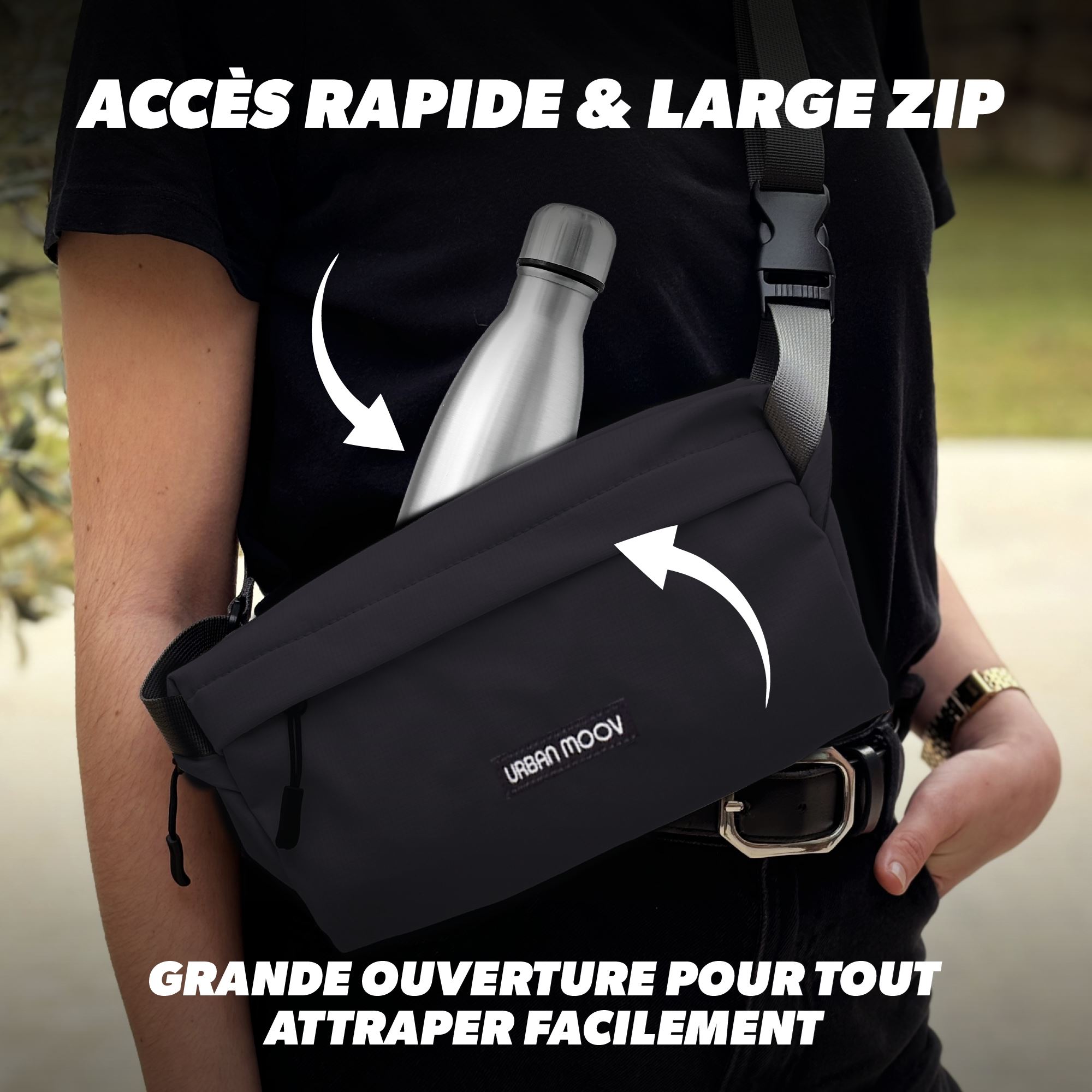 Sac banane Noir 4 L - Résistant à l'eau6
