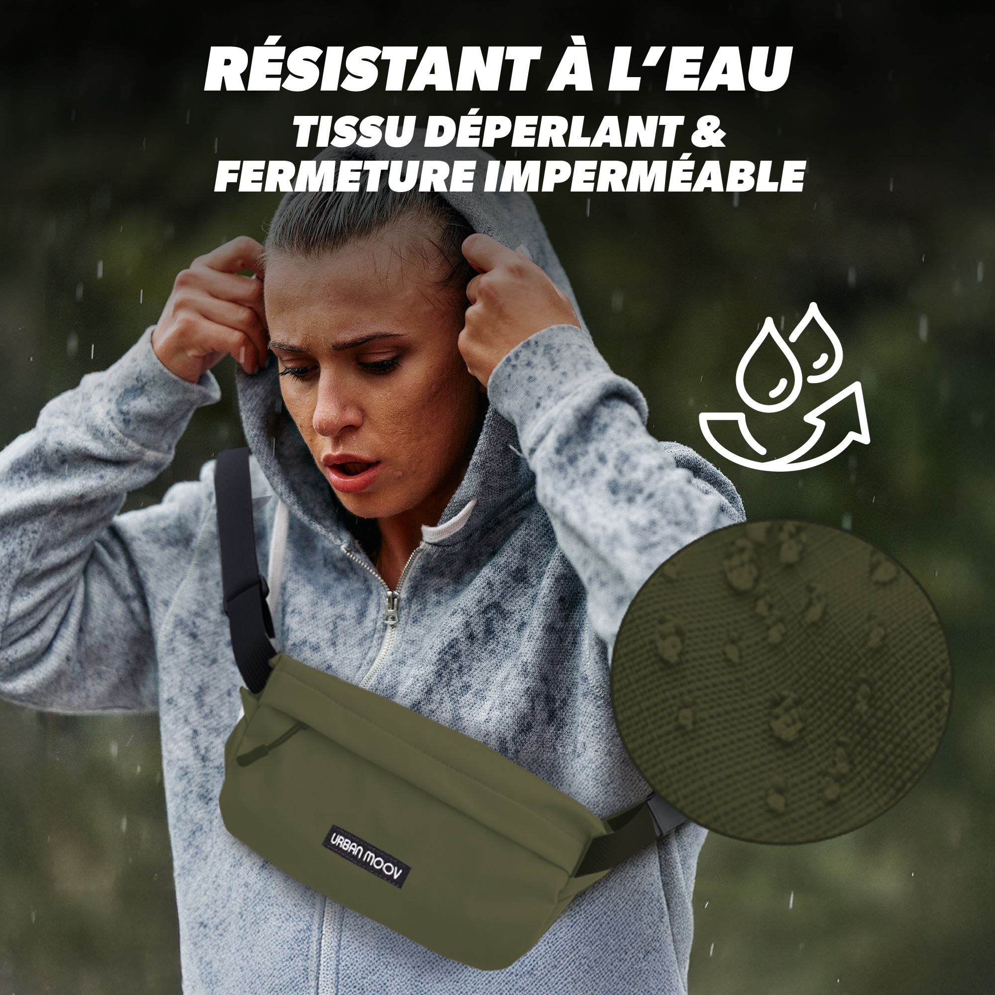 Sac banane Vert Kaki 4 L - Résistant à l'eau5