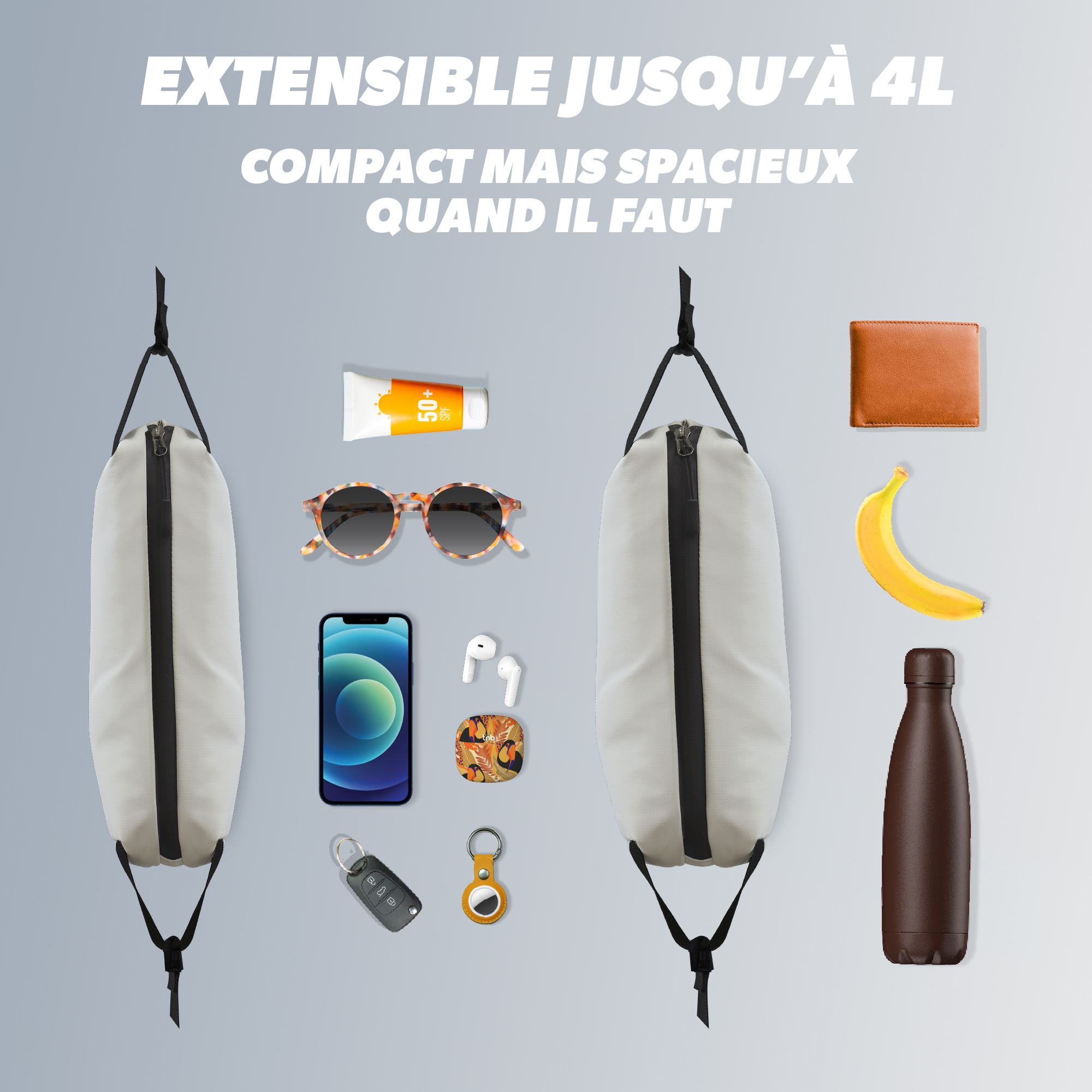 Sac Banane Blanc 4 L - Résistant à l'eau4