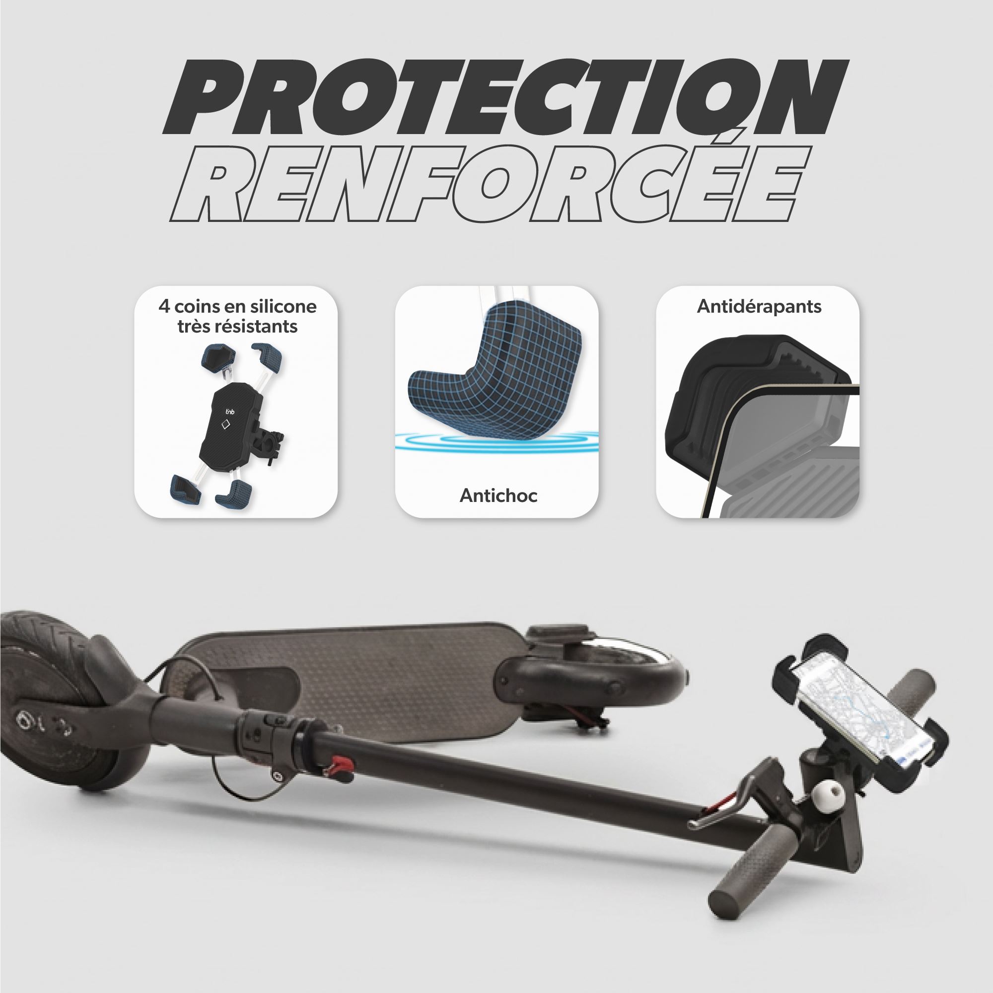 Soporte para smartphone reforzado con bloqueo automático - universal para bicicleta/scooter4