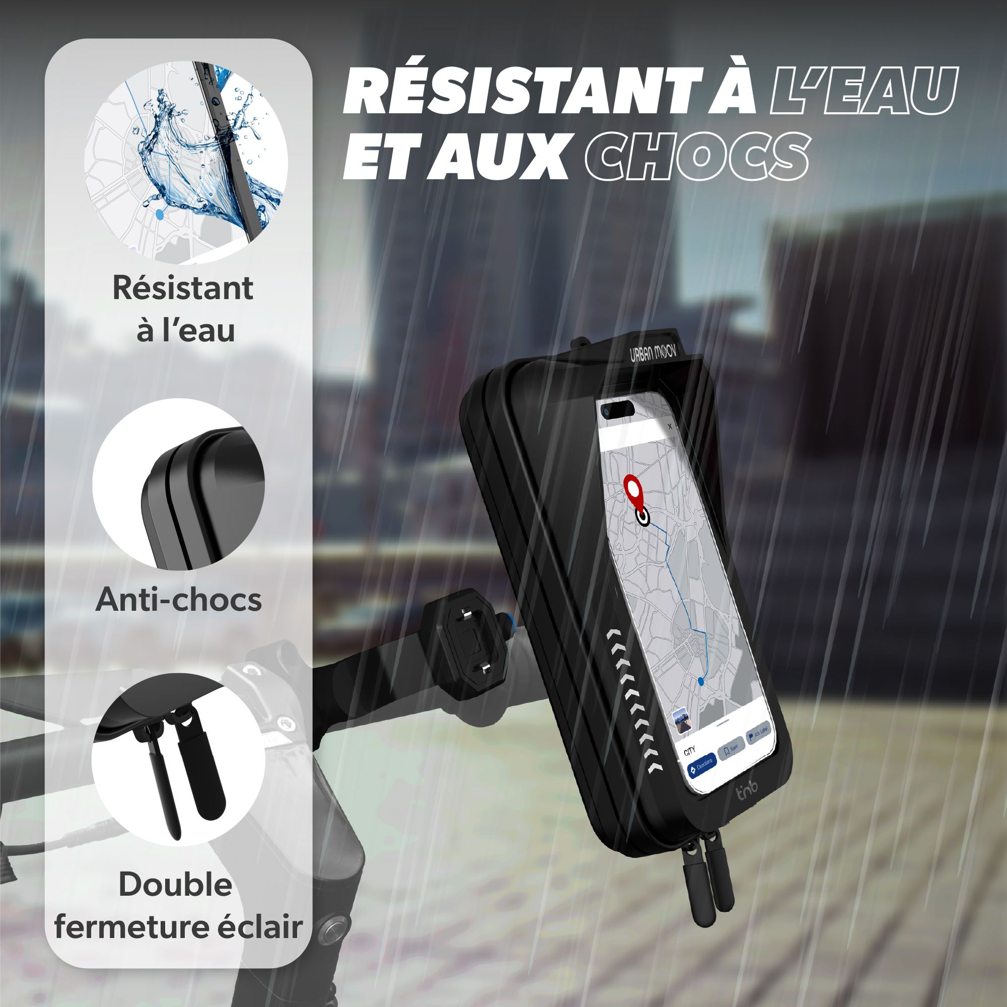 Soporte rígido impermeable para smartphone con sistema QUICK LOCK, universal para bicicletas y scooters.3