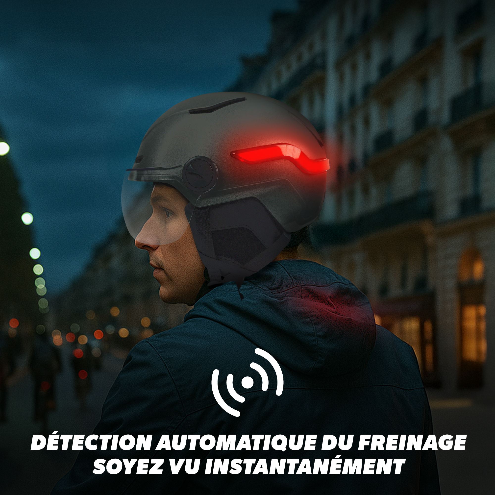 Casco LED con luz de freno automática VIZION - Talla L - NEGRO3