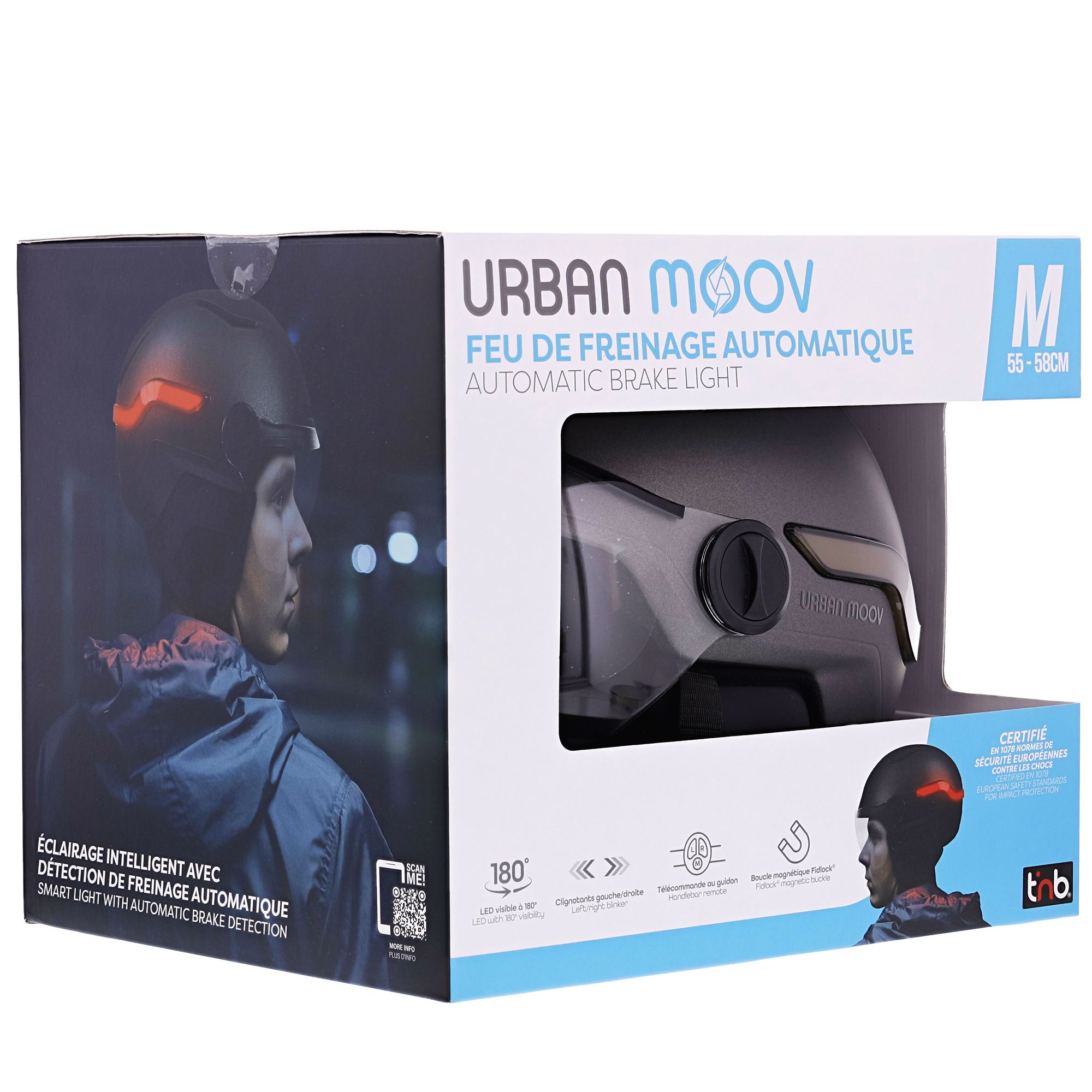 Casque LED avec feu de freinage automatique - visière et cache-oreilles amovibles - GRIS TAILLE M6