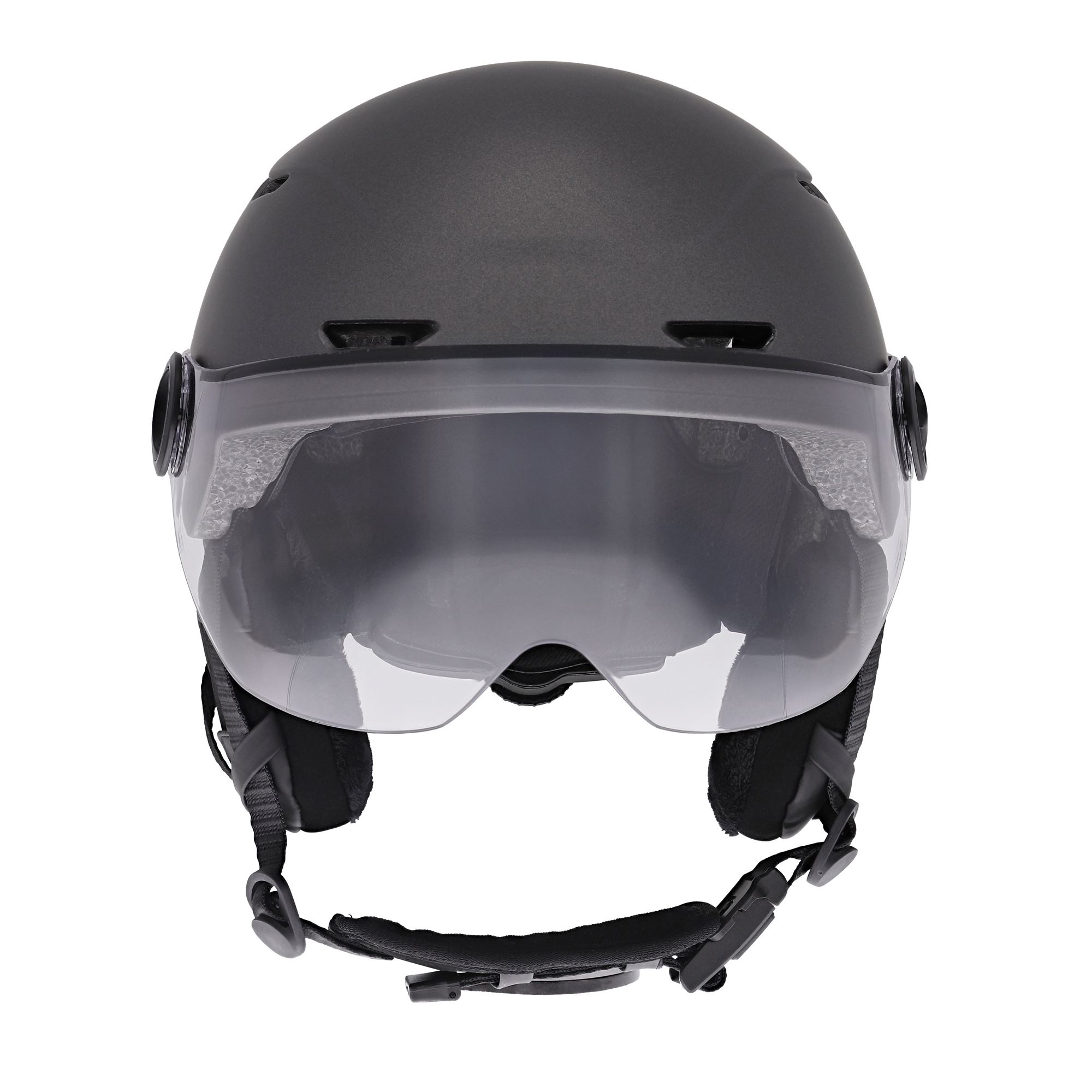 Casque LED avec feu de freinage automatique - visière et cache-oreilles amovibles - GRIS TAILLE M2