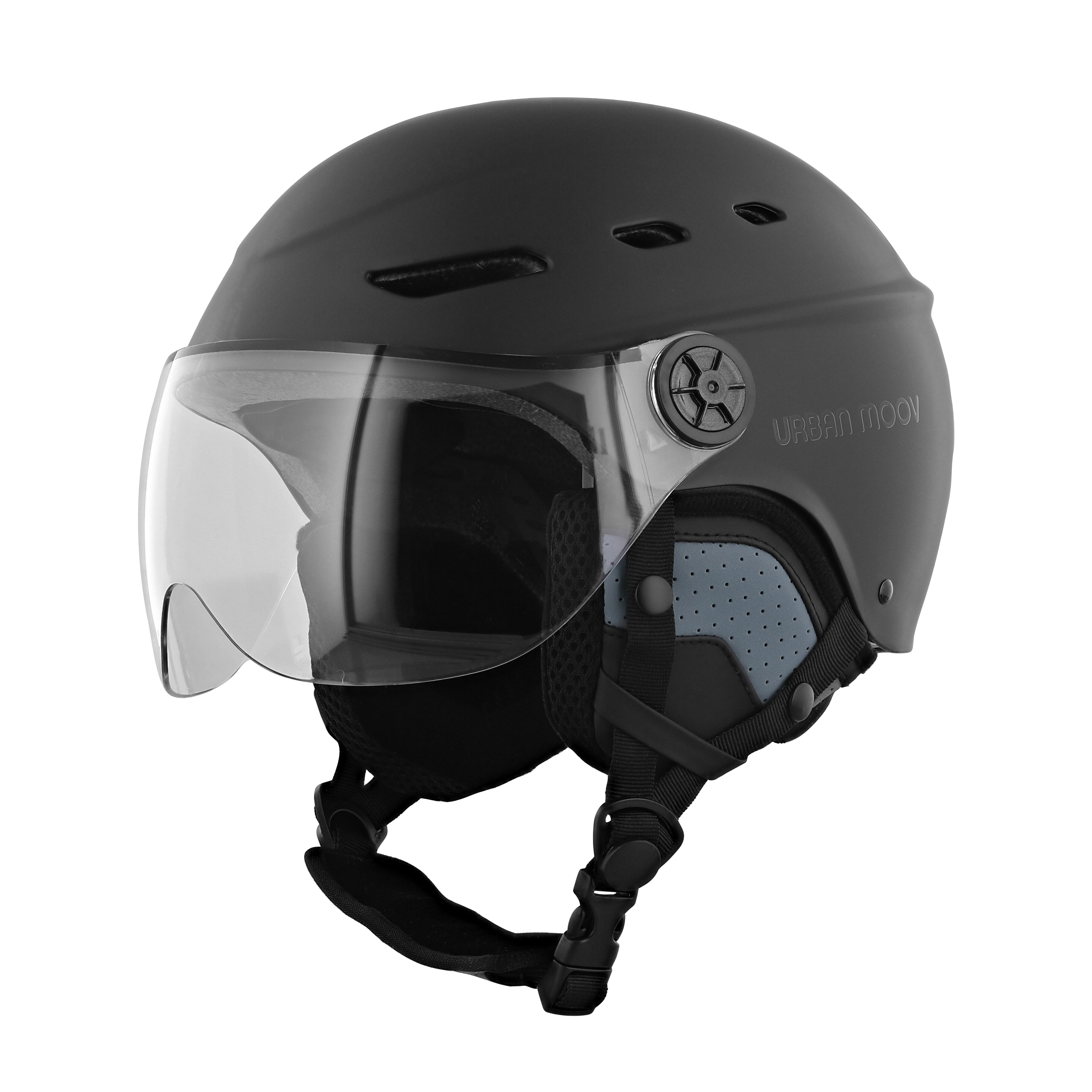 Casco protector con visera y orejeras desmontables - NEGRO TALLA L1