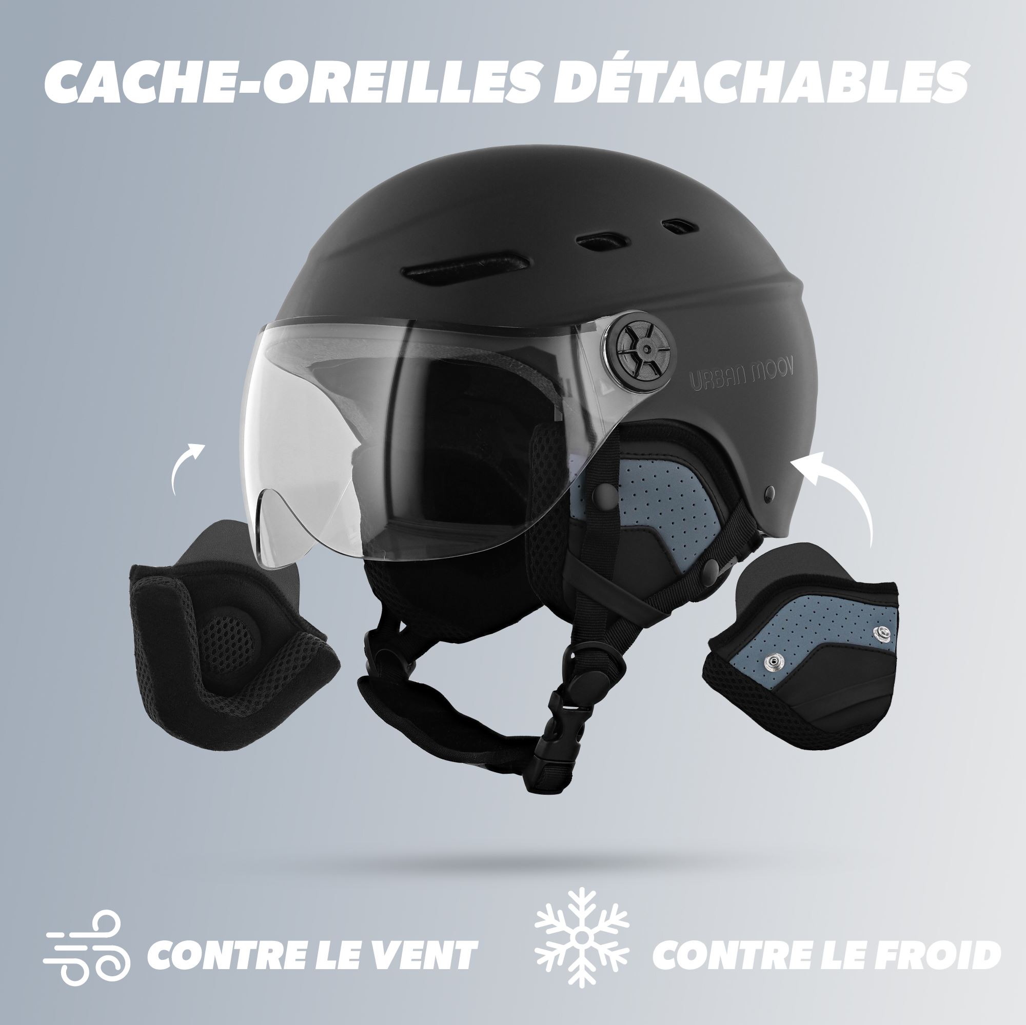 Casque de protection avec visière et cache-oreilles détachables - NOIR TAILLE M4