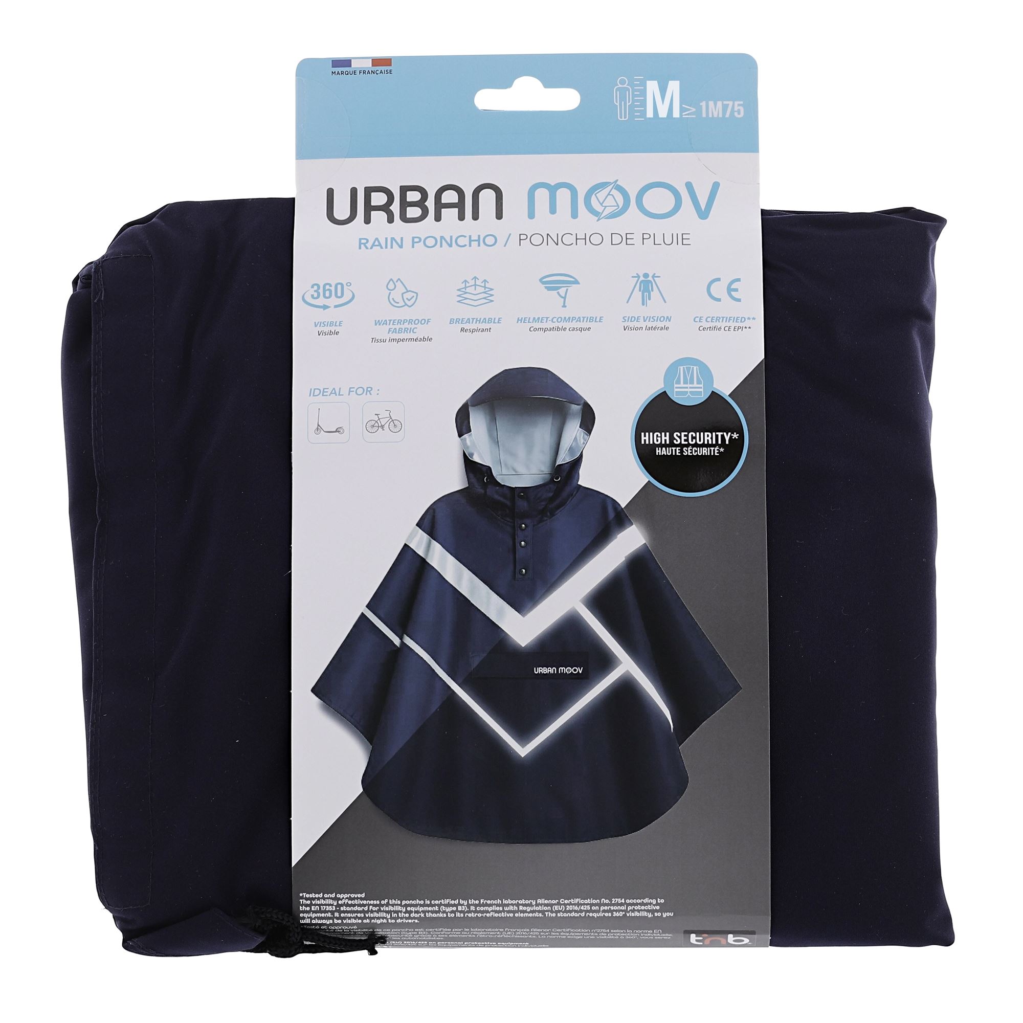 Poncho impermeable reflectante para lluvia - Talla M - AZUL3