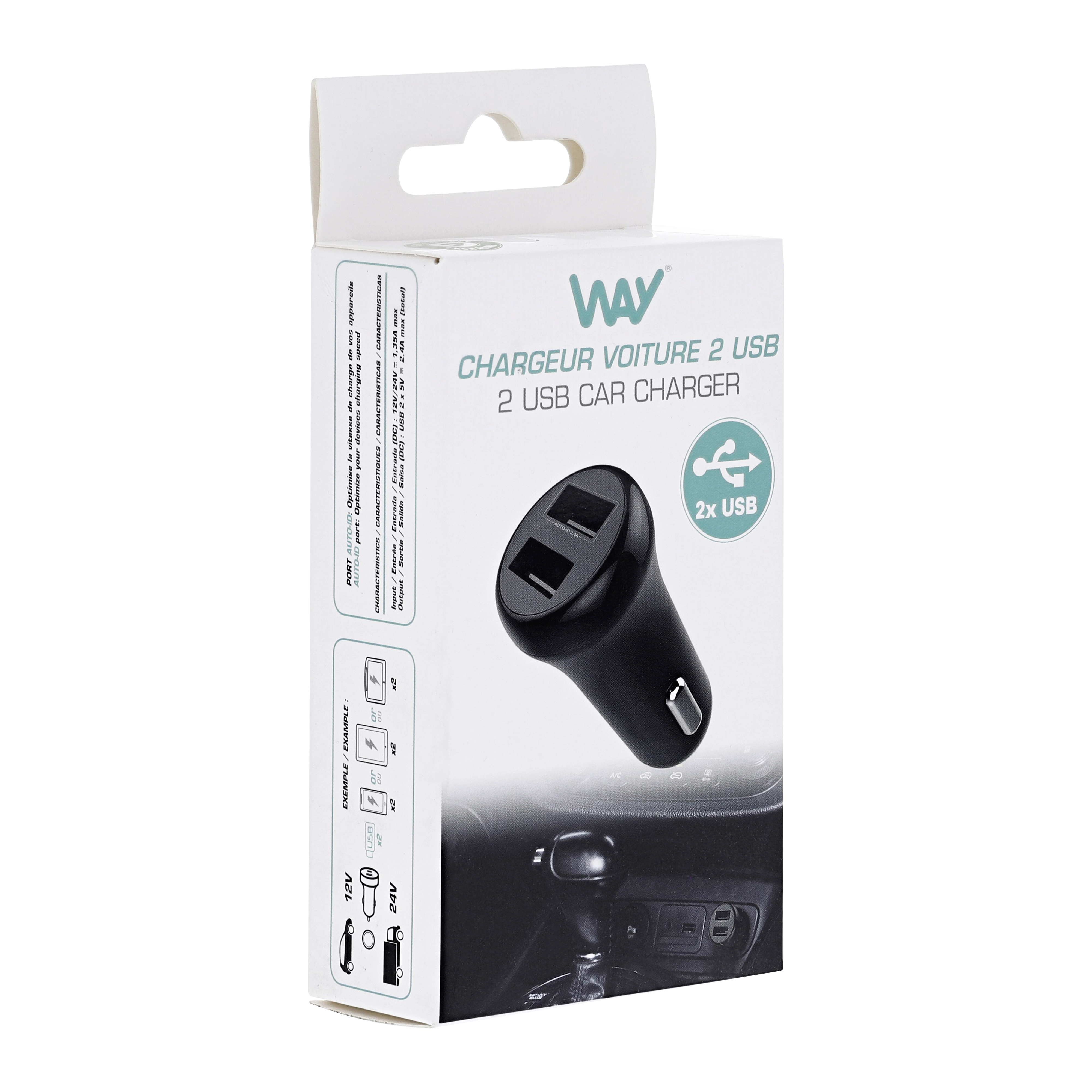 Chargeur allume cigares 2XUSB-A 12W WAY5