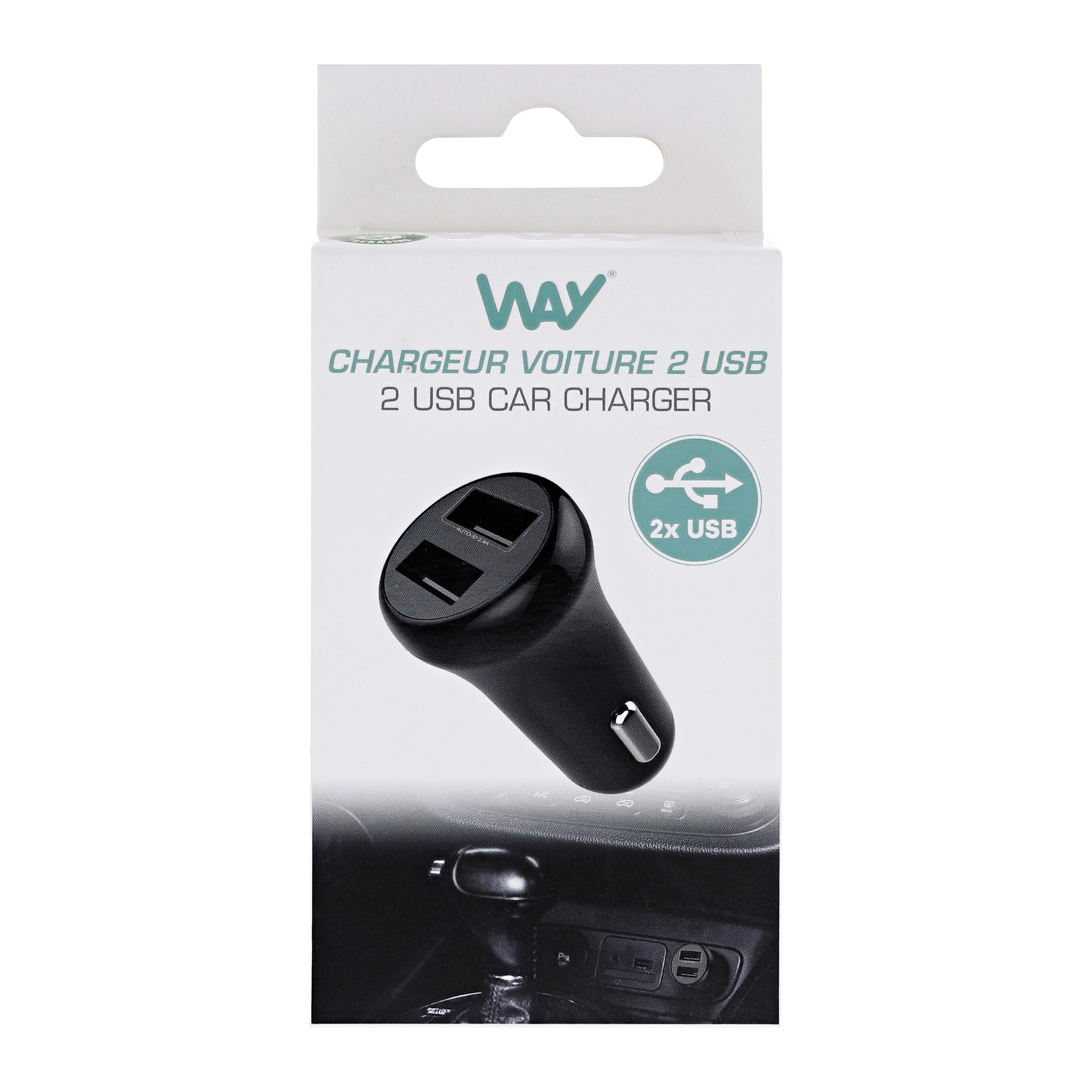 Chargeur allume cigares 2XUSB-A 12W WAY4