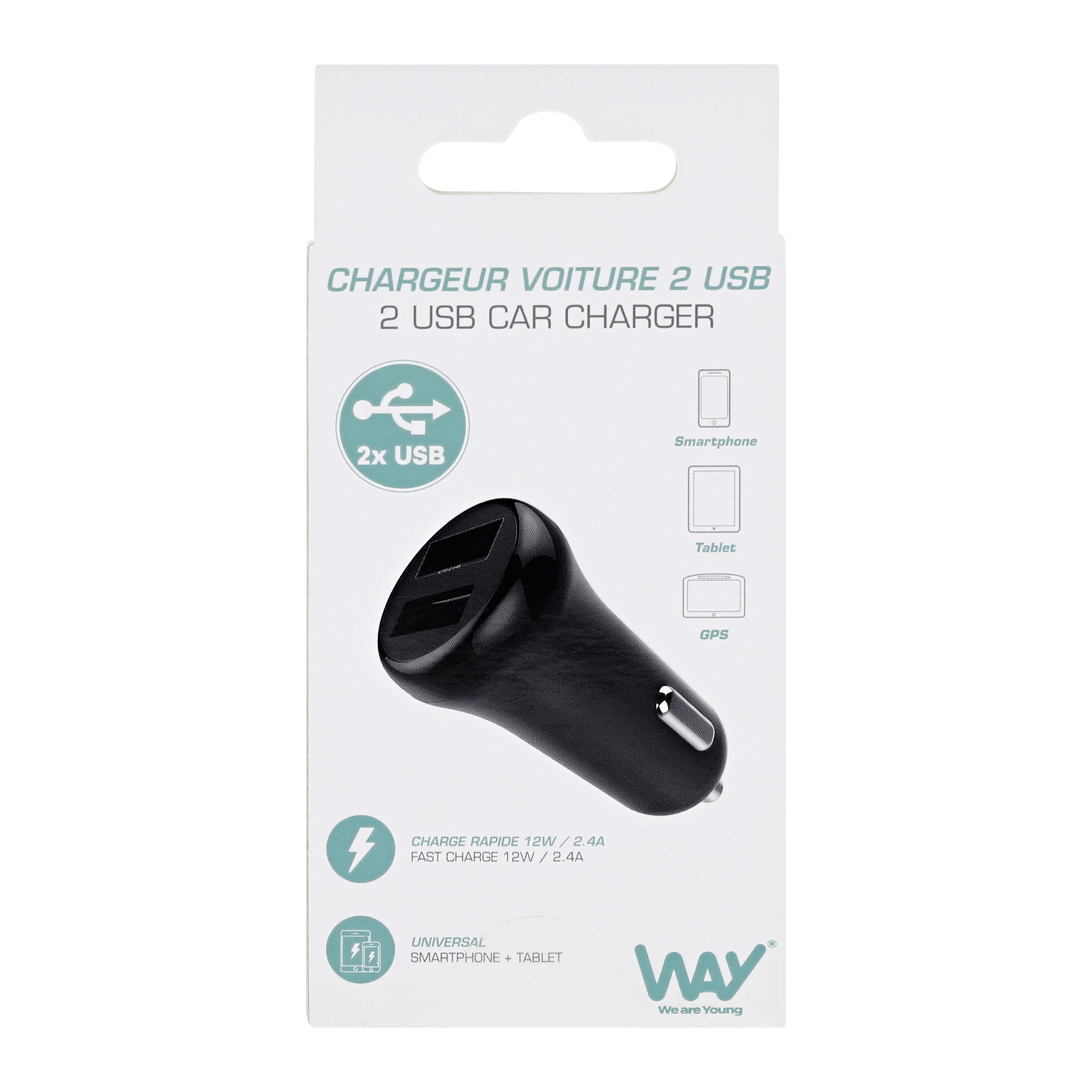 Chargeur allume cigares 2XUSB-A 12W WAY6