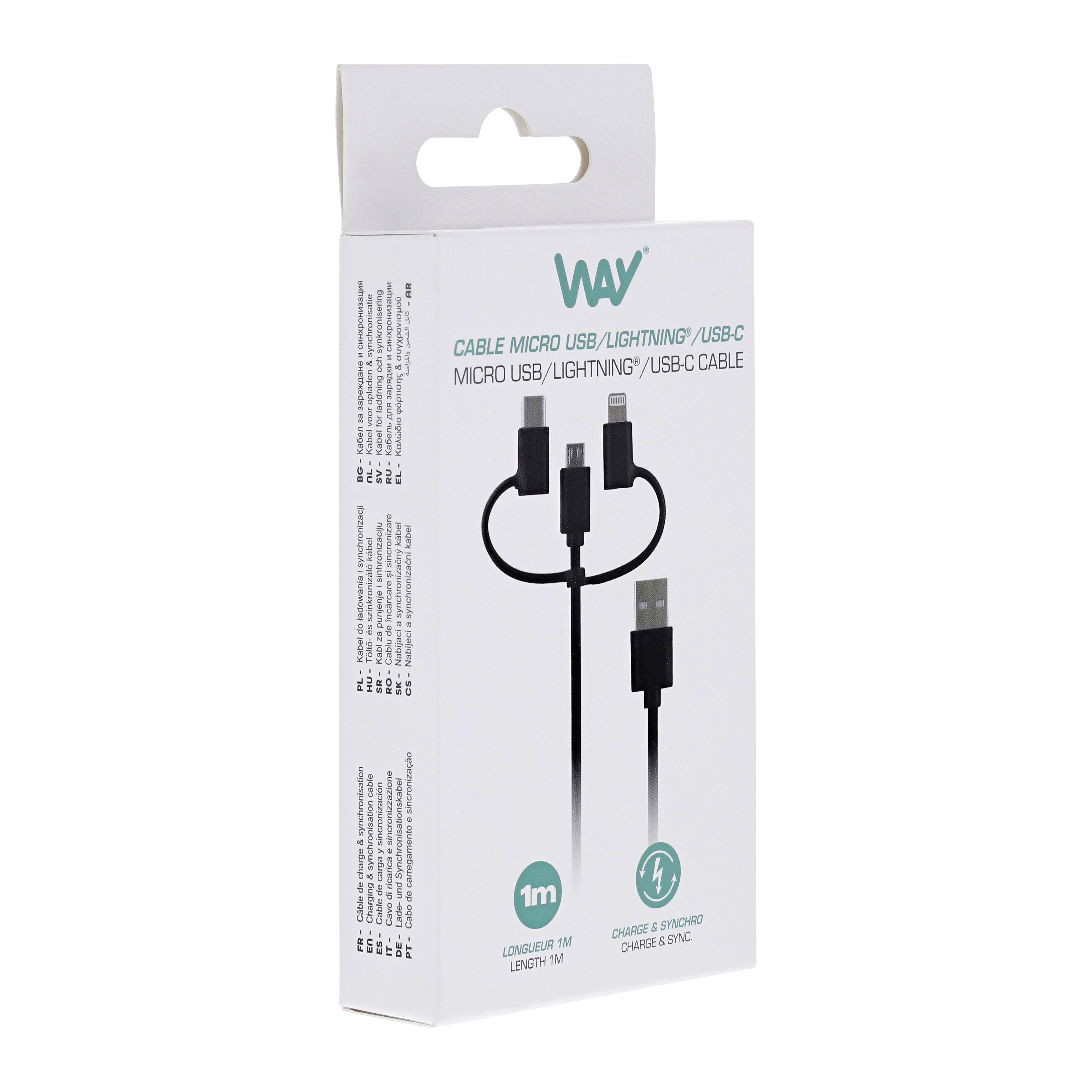 Câble USB 3 en 1 Micro USB - USB-C - Lightning2