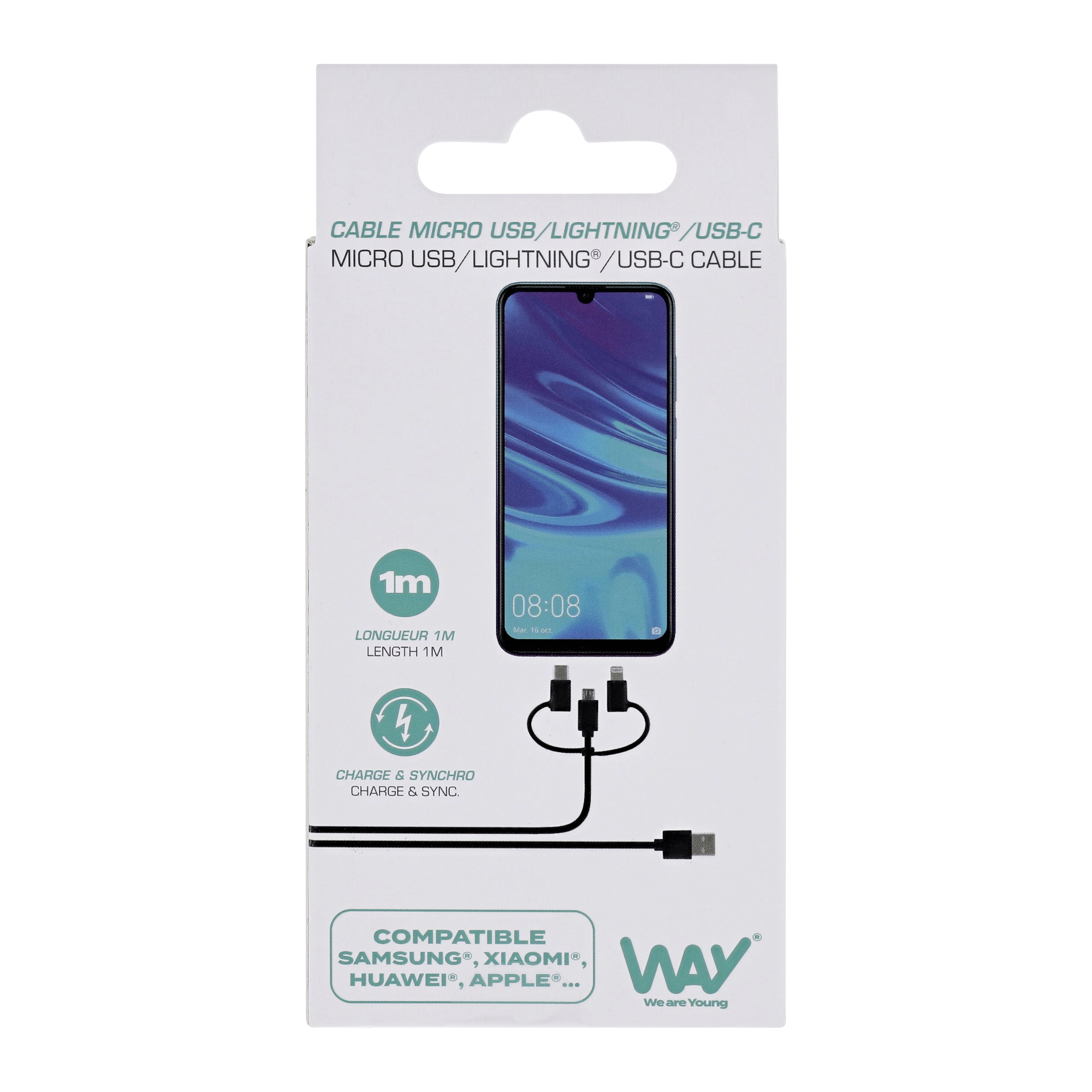 Câble USB 3 en 1 Micro USB - USB-C - Lightning4