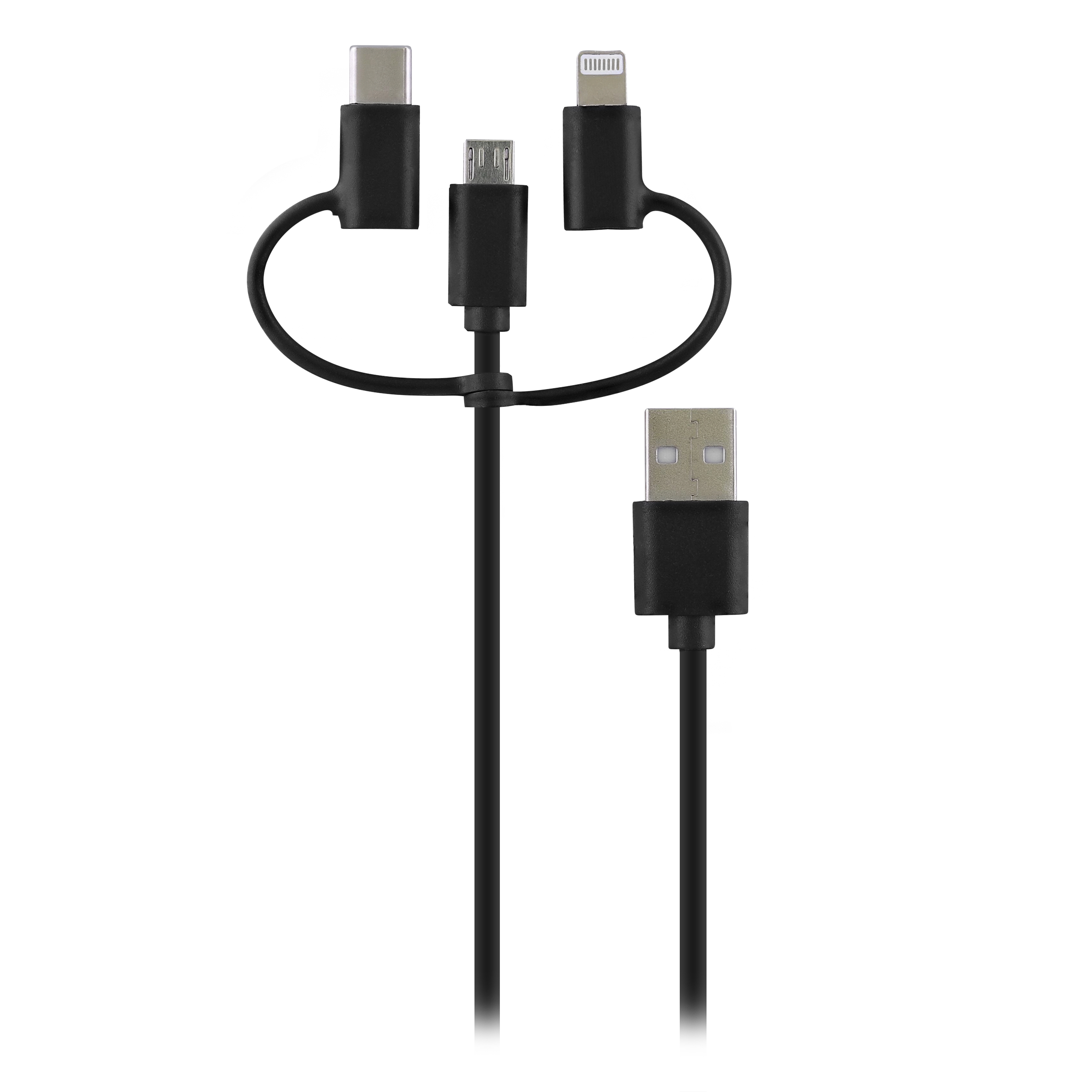 Câble USB 3 en 1 Micro USB - USB-C - Lightning1