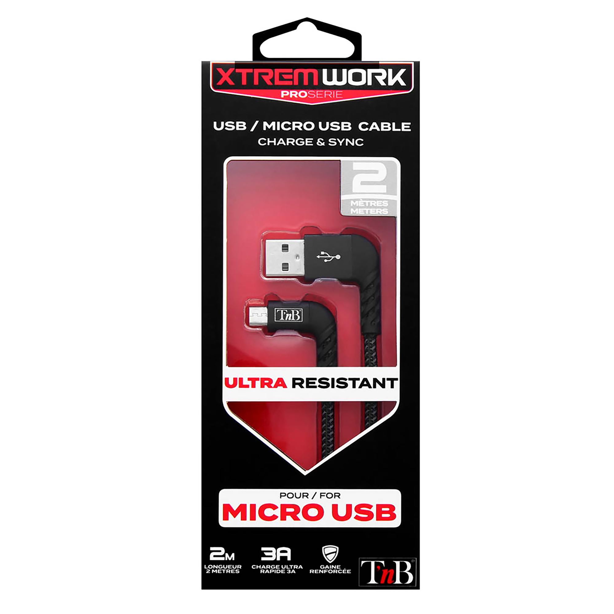 Cable micro USB reforzado conector acodado XTREMWORK2