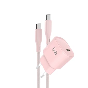 1 USB-C 30W Mains Charger Pack + USB-C Power Delivery Cable Pink