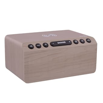Radio réveil FM LED et chargeur sans fil 15W - finition bois - 2
