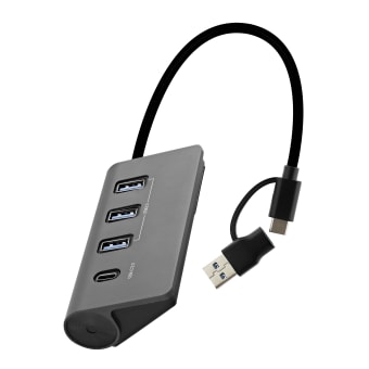 Hub 4 en 1 USB-A y USB-C 3.0 en aluminio a 3x USB-A + 1xUSB-C