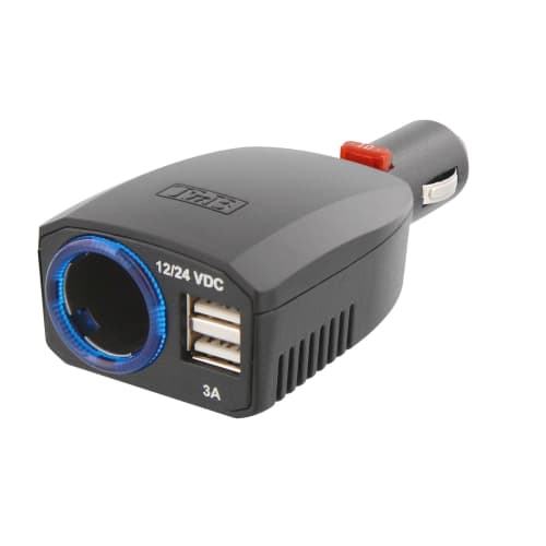 2XUSB-A 24W car charger + 1 car socket3
