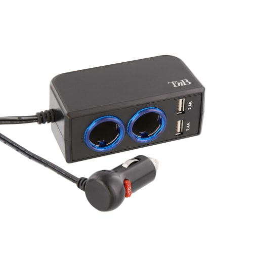 2XUSB-A 24W car charger + 2 car sockets1