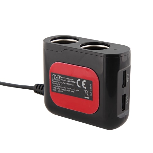 Chargeur allume-cigares 2XUSB-A 24W + 2 prises allume-cigares4