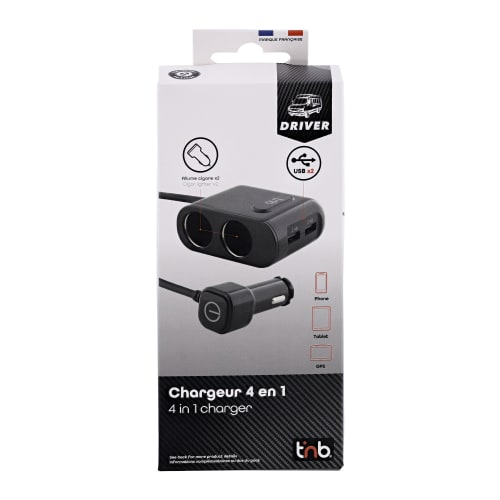 Chargeur allume-cigares 2XUSB-A 24W + 2 prises allume-cigares5