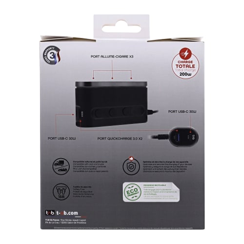 Cargador de mechero 2xUSB-A XW + 1xUSB-C 30W + 1xUSB-C 65W + 3 tomas de mechero10