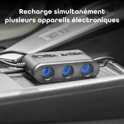 Chargeur allume-cigares 2xUSB-A XW + 1xUSB-C 30W + 1xUSB-C 65W + 3 prises allume-cigares3
