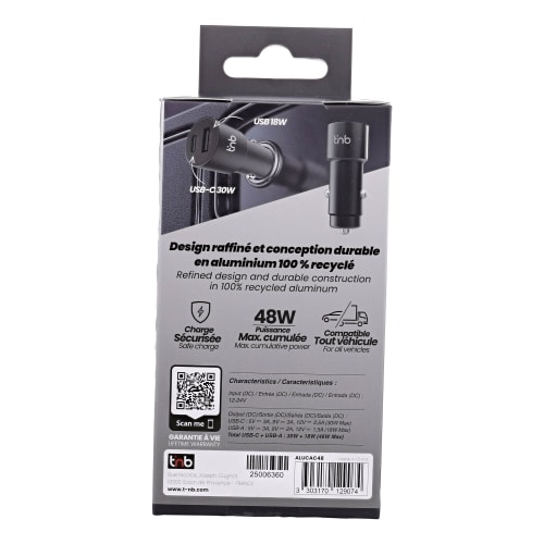 Cargador de coche USB-C + USB-A de 48 W – Aluminio reciclado – Gris antracita5