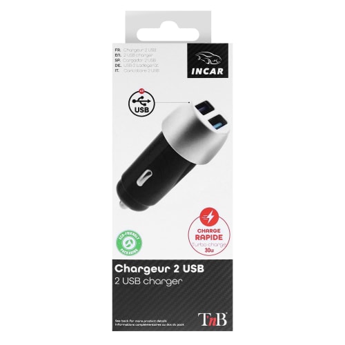 2XUSB-A Quick charge 18W car charger premium finish3