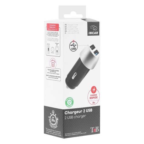 2XUSB-A Quick charge 18W car charger premium finish1