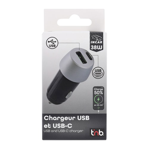 Chargeur allume-cigares 1XUSB-A et 1XType-C 38W5