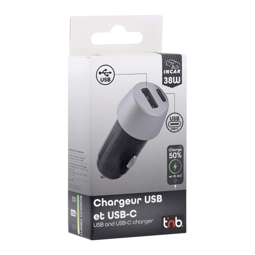 Chargeur allume-cigares 1XUSB-A et 1XType-C 38W6