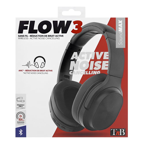 FLOW Black Bluetooth Headphones with Active Noise Cancelling5