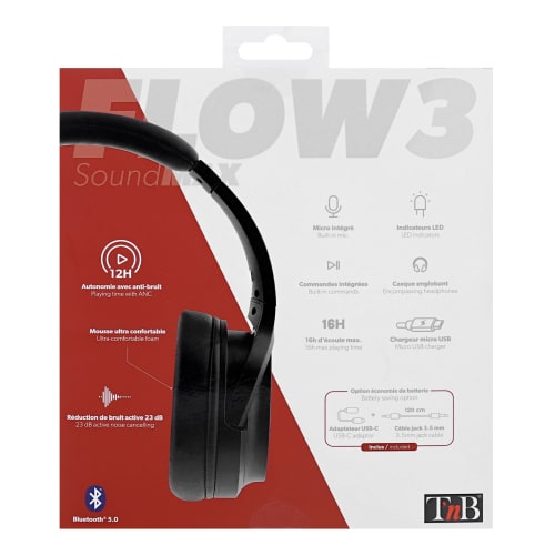 FLOW Black Bluetooth Headphones with Active Noise Cancelling6