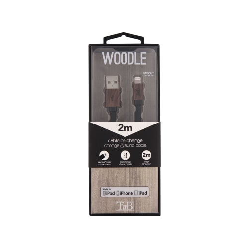 CABLE WOOD 2M LIGHTNING BK NOIR/BOIS2