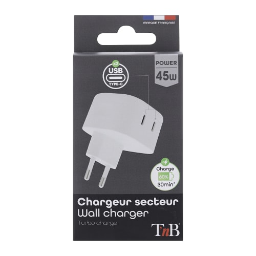 Chargeur secteur 2 USB-C Power Delivery 45W6