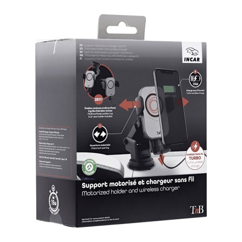 Support Voiture Charge Induction 10W - Fixation Ventouse, Grille D’aération Ou Tableau De Bord